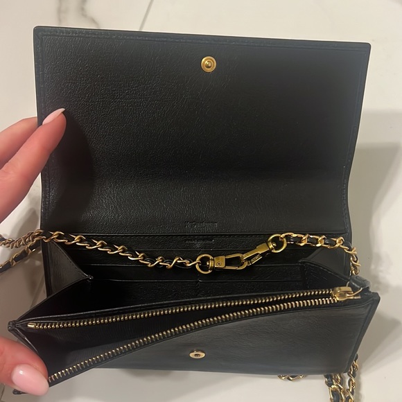 Yves Saint Laurent Black Leather Chain Wallet - Picture 8 of 9